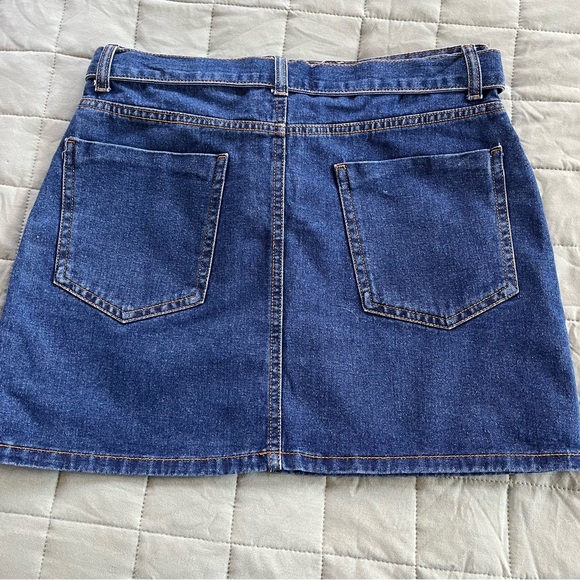 Forever 21 Denim Jean Belted Mini Skirt Tie Belt Size Large - Picture 10 of 12